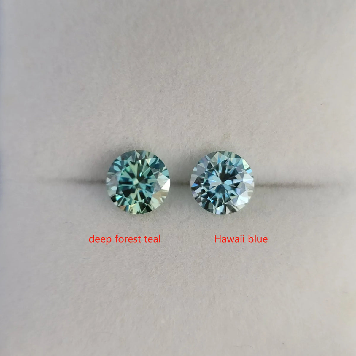 Doveggs round 1ct accident color deep forest teal moissanite loose stone
