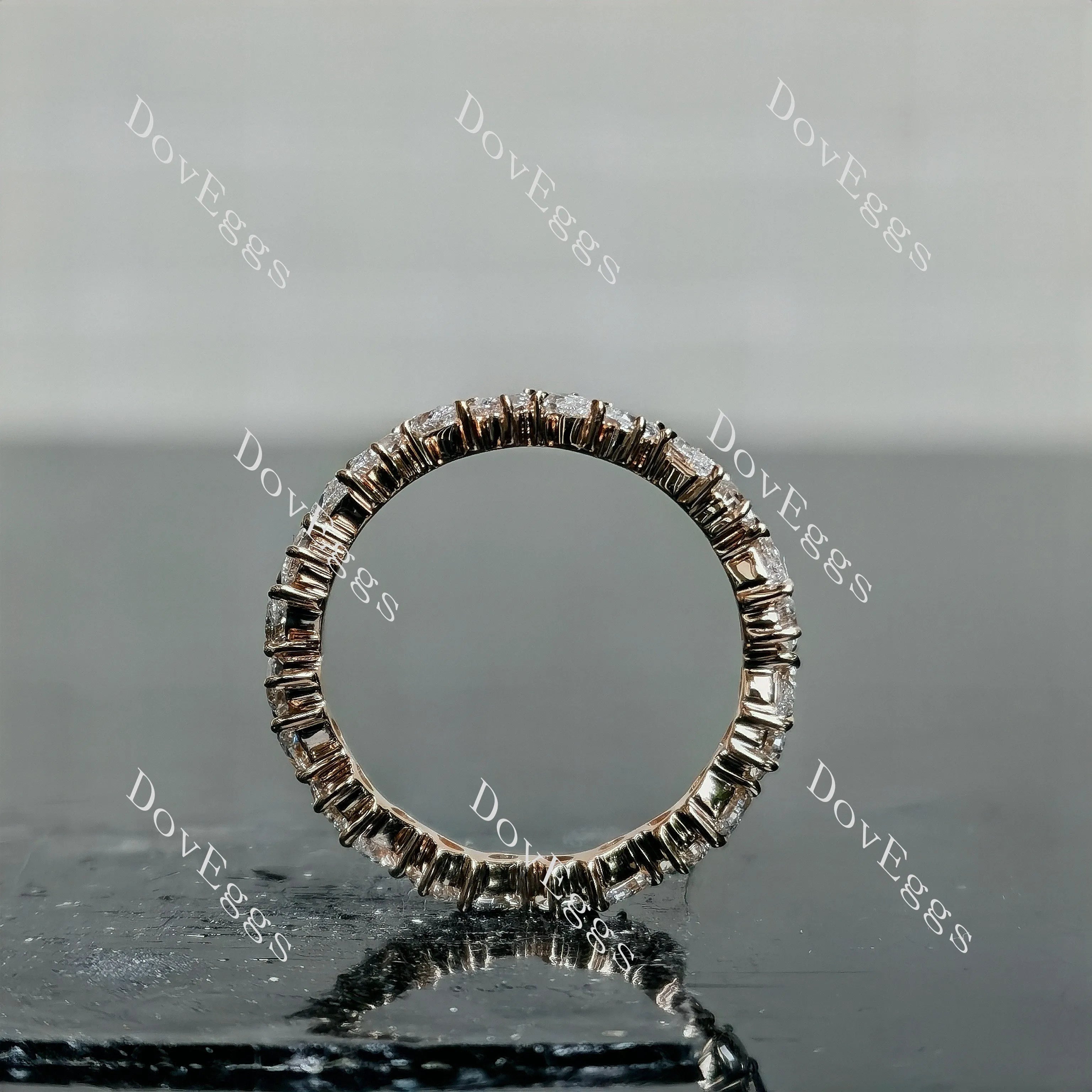 Doveggs pear moissanite/lab grown diamond accents wedding band-3.4mm band width