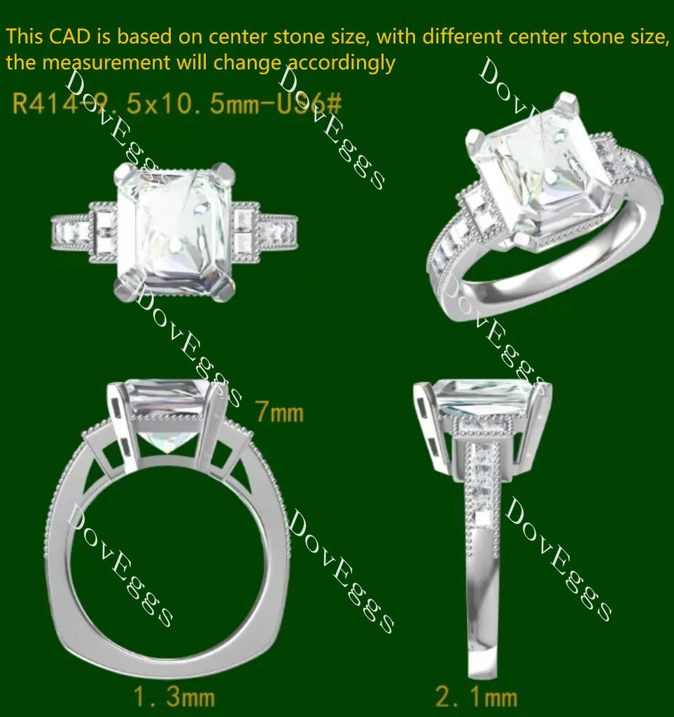 Doveggs Elizabeth Taylor Krupp cut pave side stones moissanite engagement ring