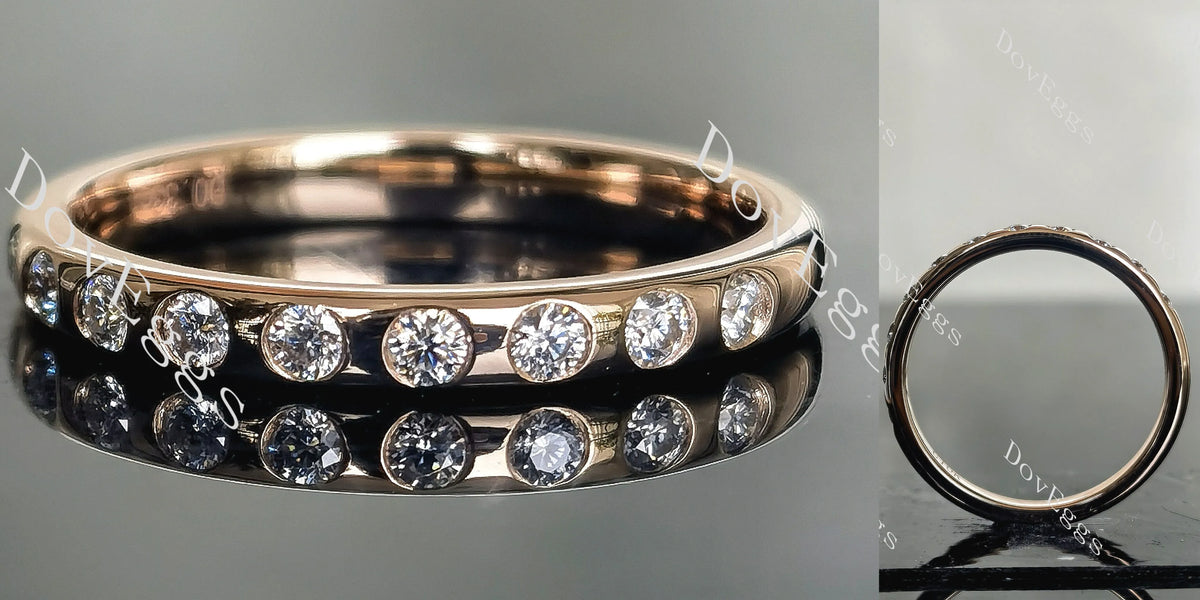 Doveggs round eternity bezel moissanite/lab grown diamond wedding band-2.5mm band width
