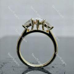 Doveggs Marquise Modified H&A cut pave three stones moissanite engagement ring