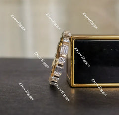 Doveggs Emerald art deco moissanite /lab grown diamond wedding band