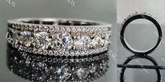 Doveggs round pave moissanite/lab grown diamond wedding band-3.0mm band width