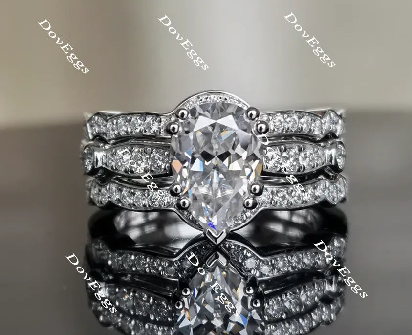 Doveggs pear art deco moissanite engagement ring