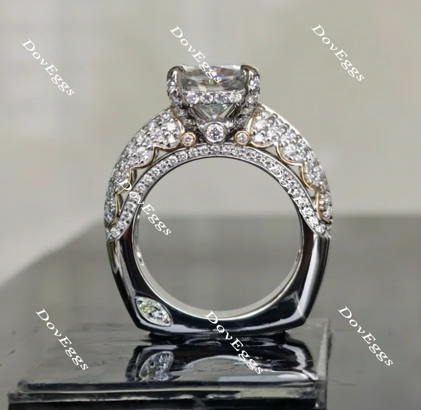Never Let Go half eternity pave cushion moissanite engagement ring