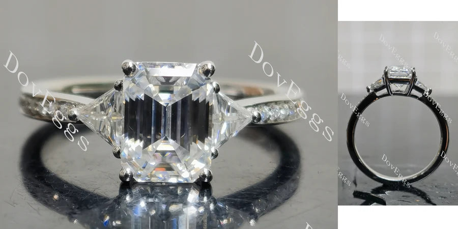 DovEggs three stones pave engagement ring only semi-mount only(Exclusively to DovEggs Stones)