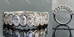Harmony oval bezel 10 stones moissanite/lab grown diamond wedding band-3.5mm band width