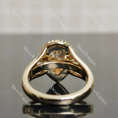 Doveggs Pear Bezel Halo Split Shanks Fancy Pink Lab Grown Diamond Engagement Ring