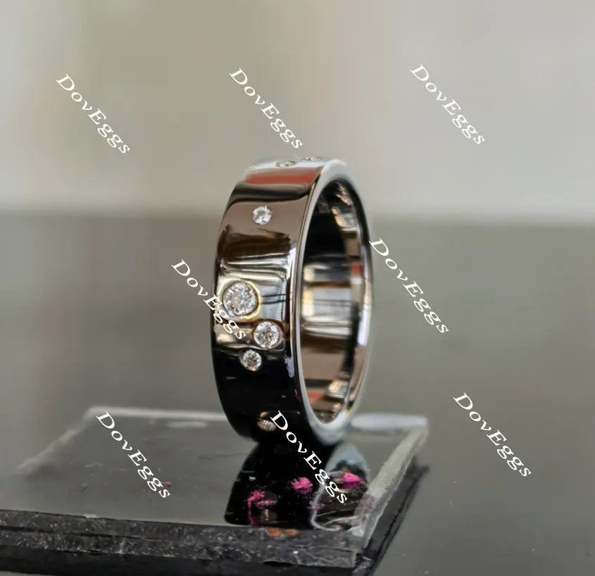 Doveggs round full eternity moissanite/lab grown diamond wedding band-6mm band width