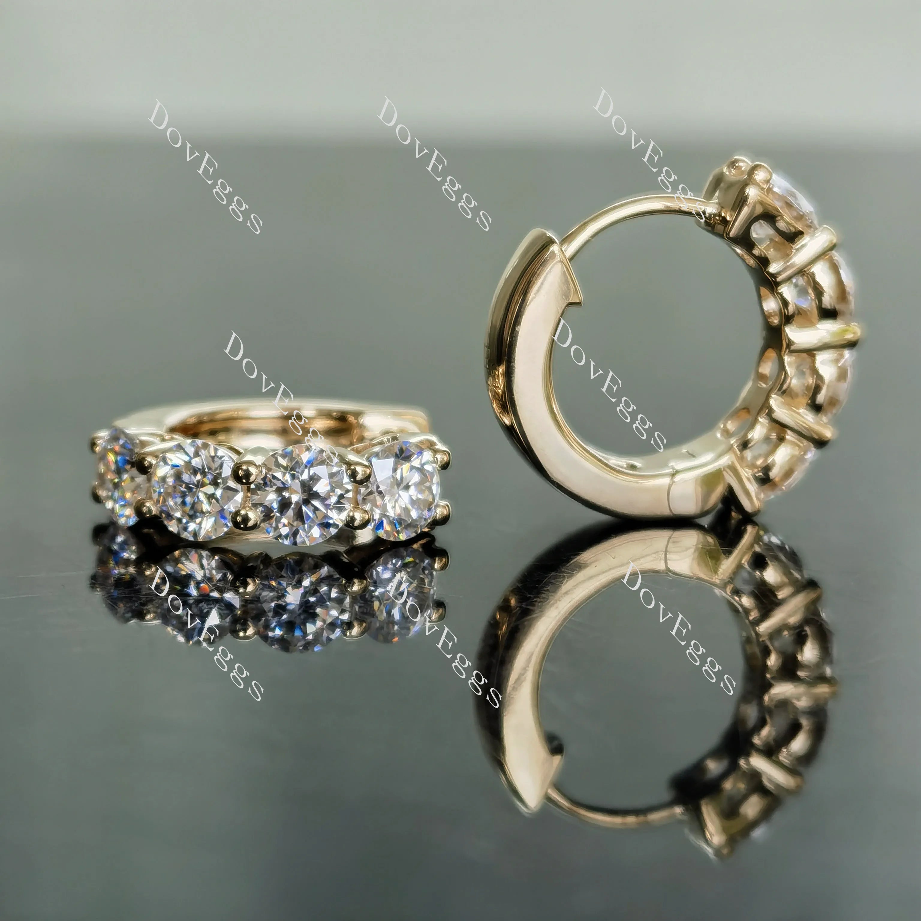 Doveggs 2 carat round moissanite/lab grown diamond hoop earrings for women
