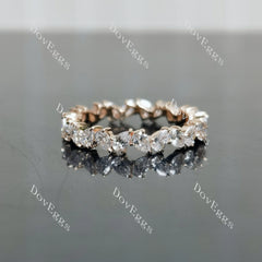 Doveggs pear moissanite/lab grown diamond accents wedding band-3.4mm band width