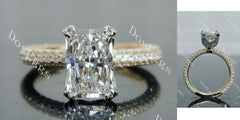 My Promise-Radiant Pave 3/4 eternity moissanite engagement ring| DovEggs