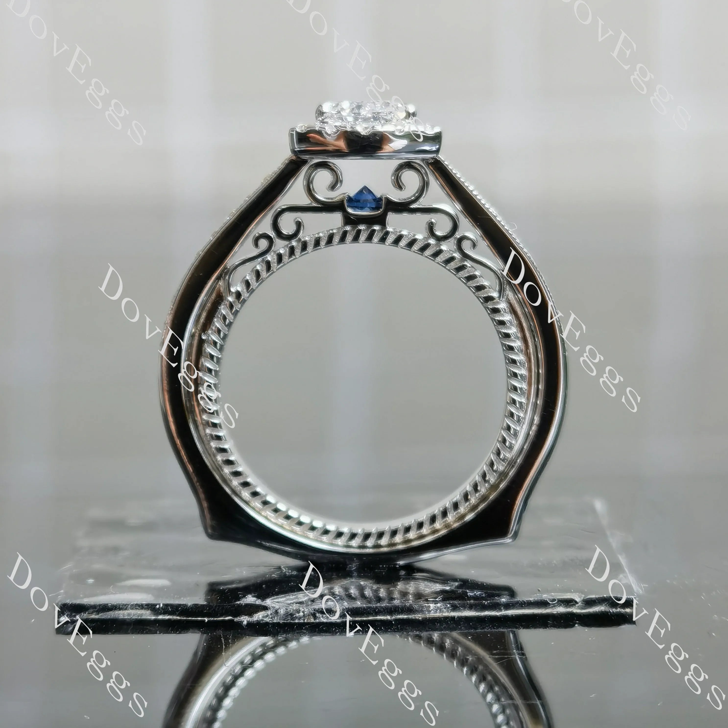 DovEggs halo channel set engagement ring only semi-mount only(Exclusively to DovEggs Stones)