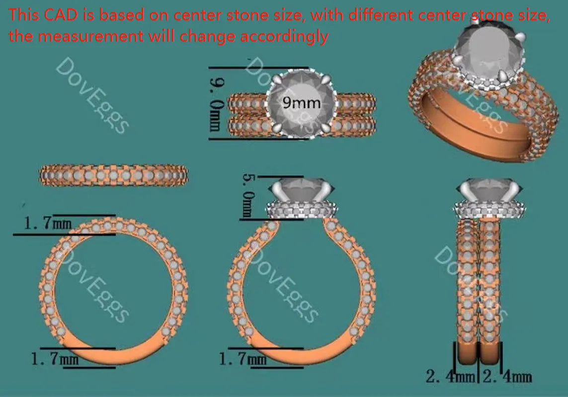 Pave engagement ring only semi-mount only(Exclusively to DovEggs Stones)