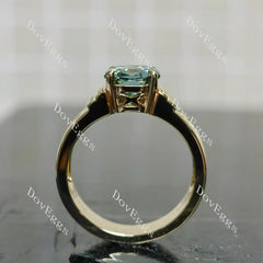 Octagon solitaire carving colored moissanite engagement ring| DovEggs
