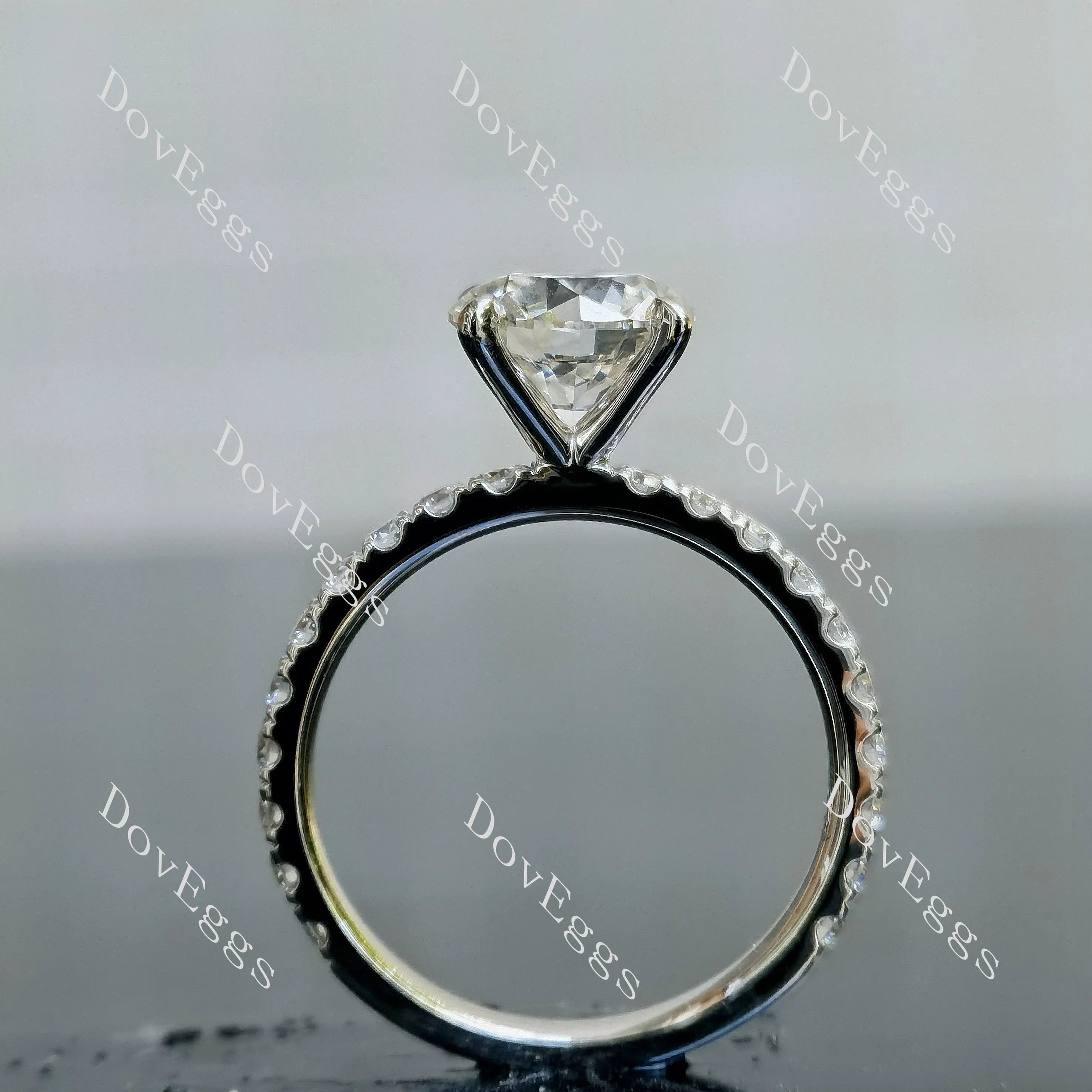 Doveggs round pave Lab Grown Diamond Engagement Ring
