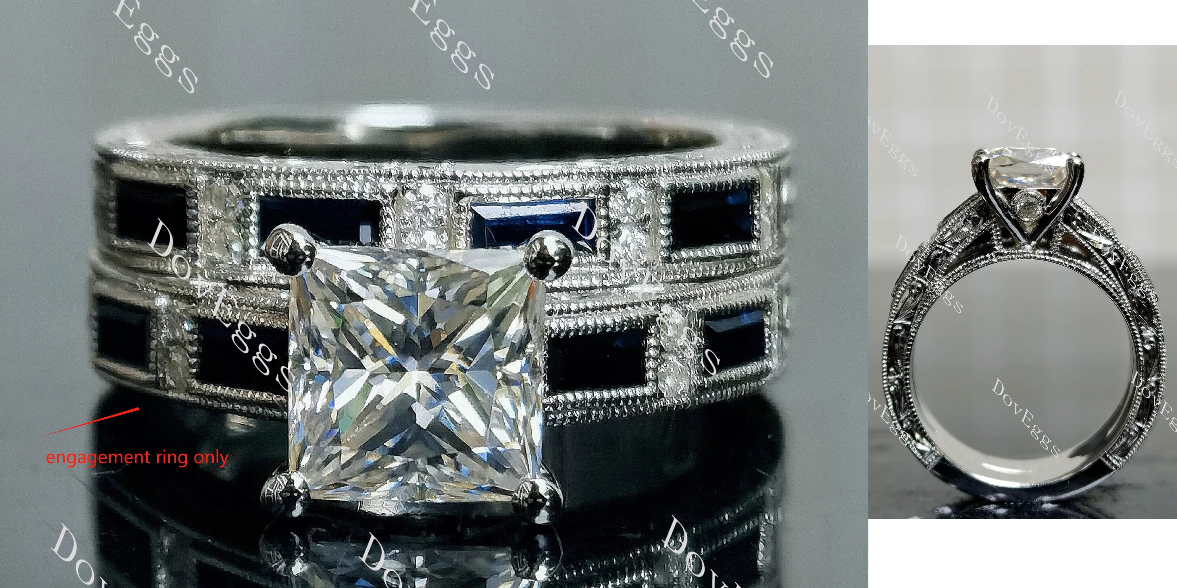 Doveggs princess channel pave moissanite ring (engagement ring only)