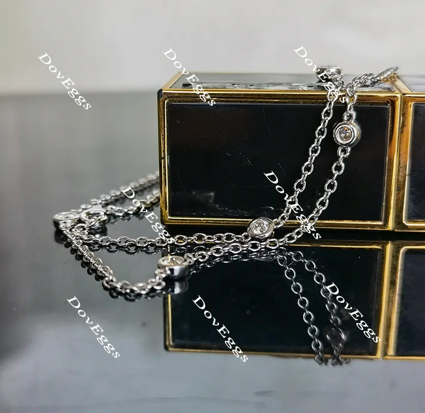 Doveggs round bezel setting moissanite/lab grown diamond necklace for women