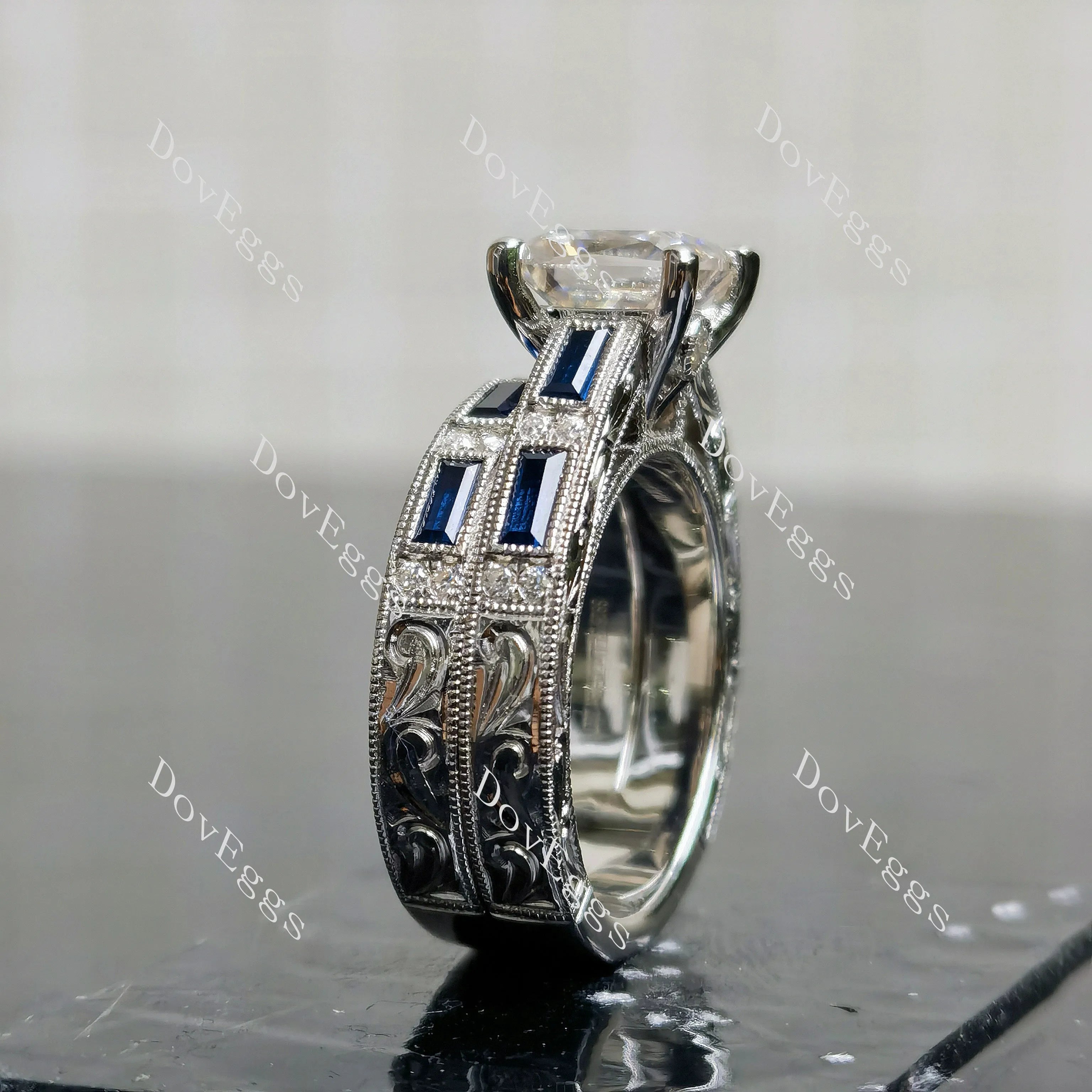 Doveggs princess channel pave moissanite ring (engagement ring only)