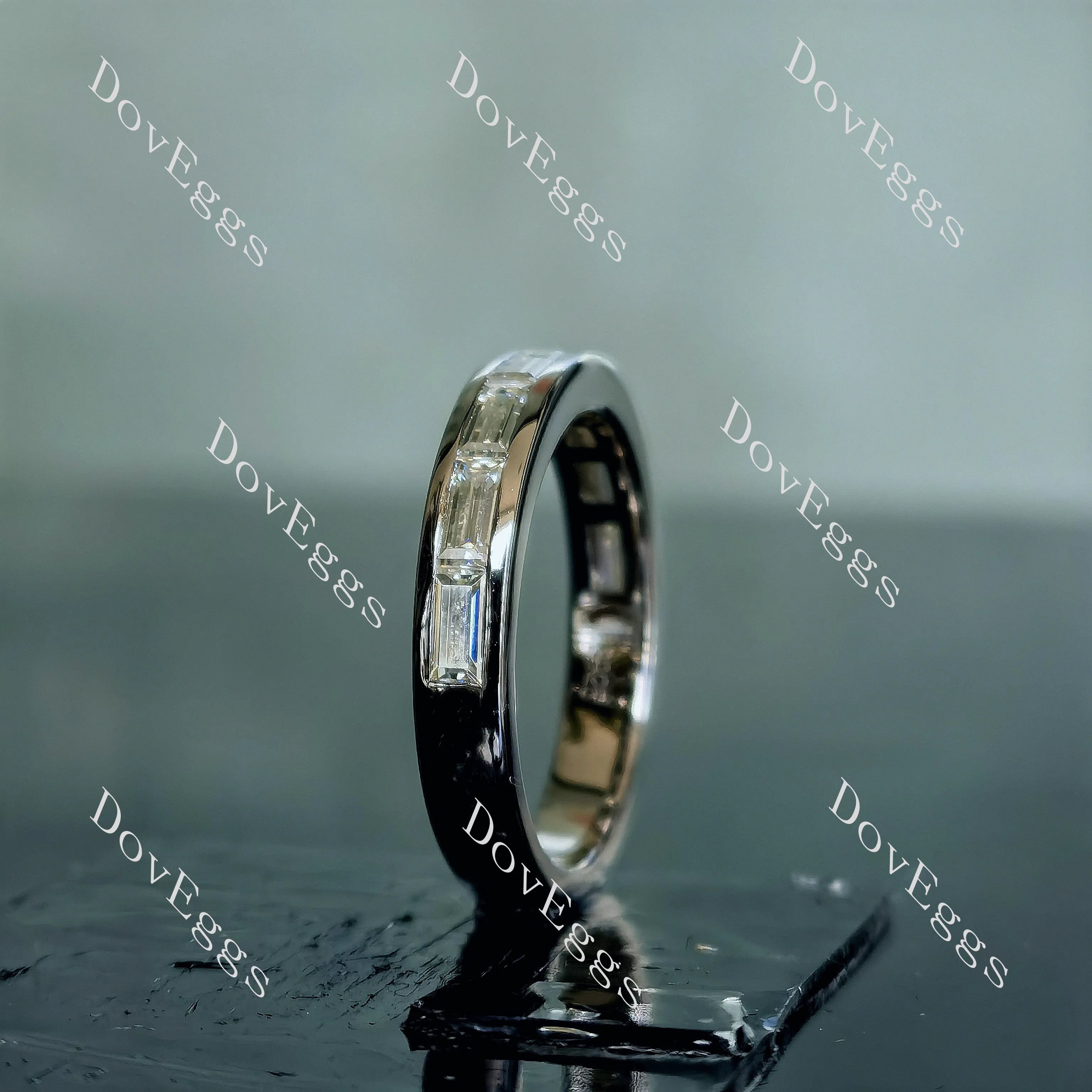 Doveggs baguette channel set moissanite/lab grown diamond wedding band-3.2mm band width