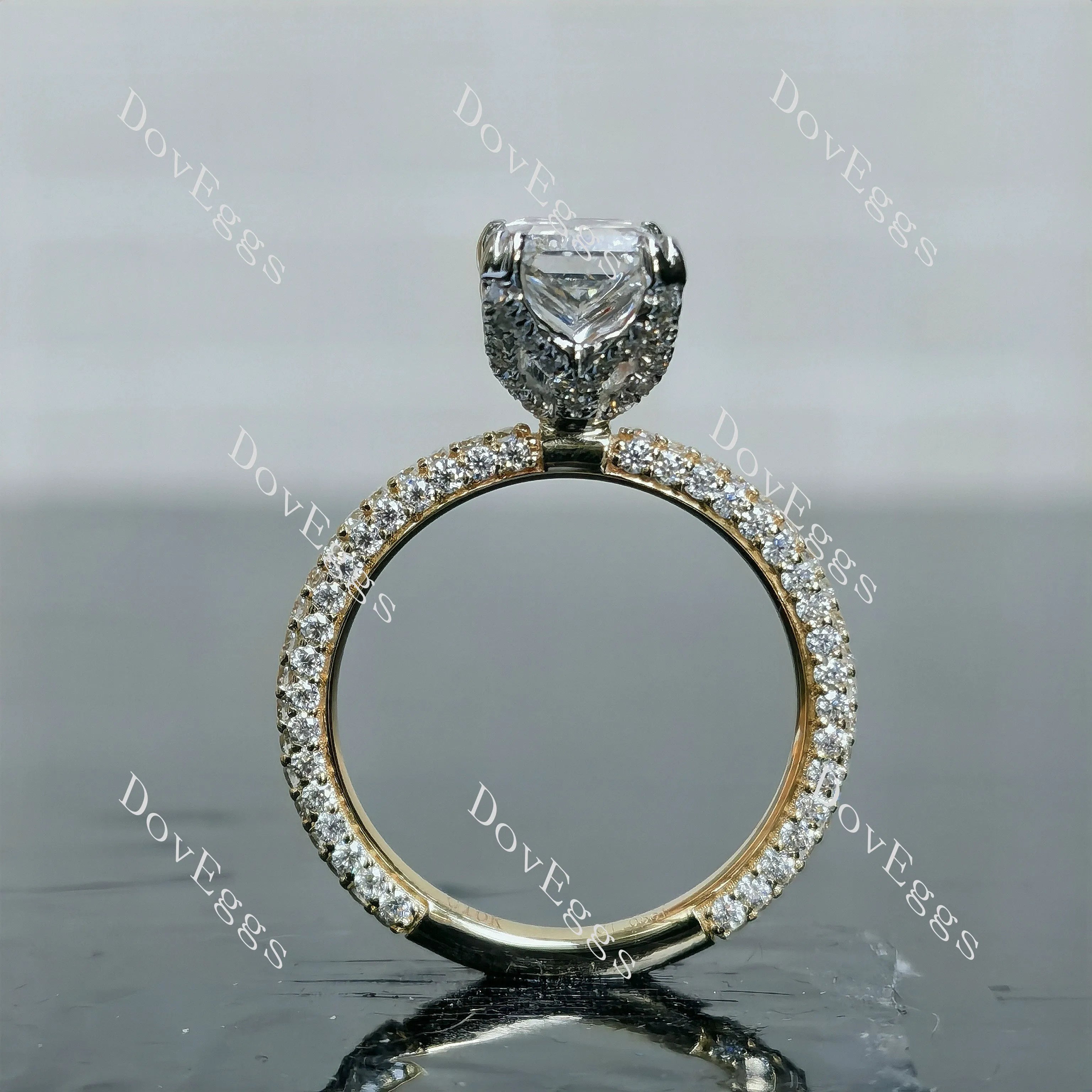 My Promise-Radiant Pave 3/4 eternity moissanite engagement ring| DovEggs