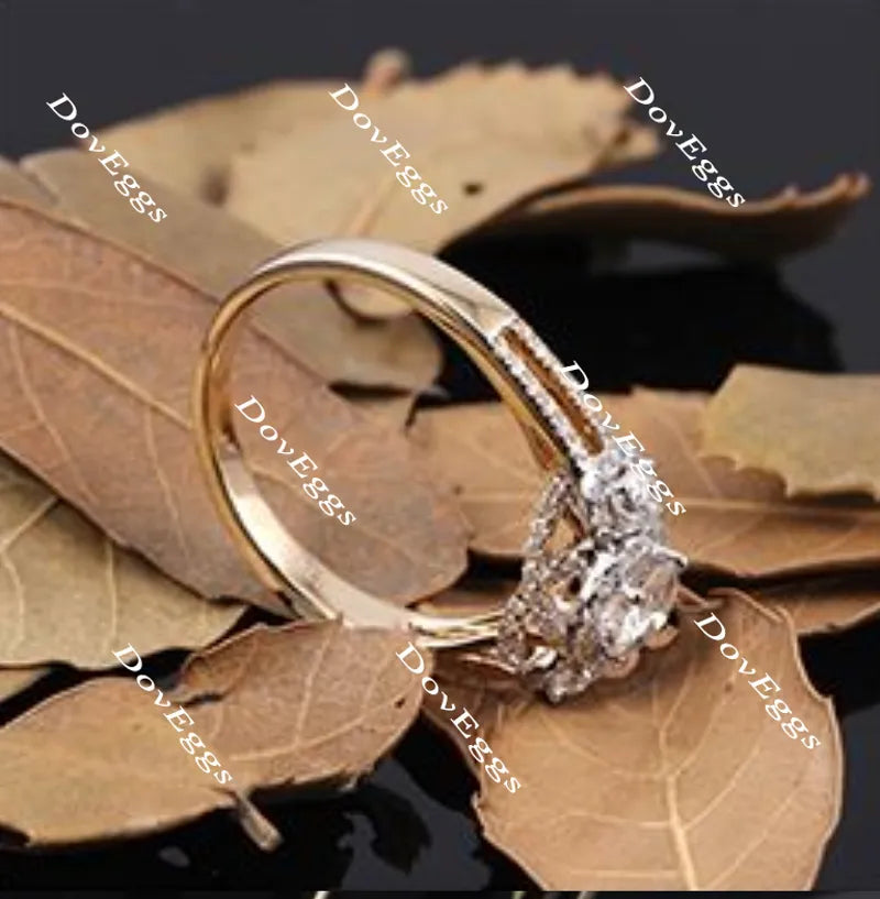 Doveggs round three-stone halo moissanite engagement ring