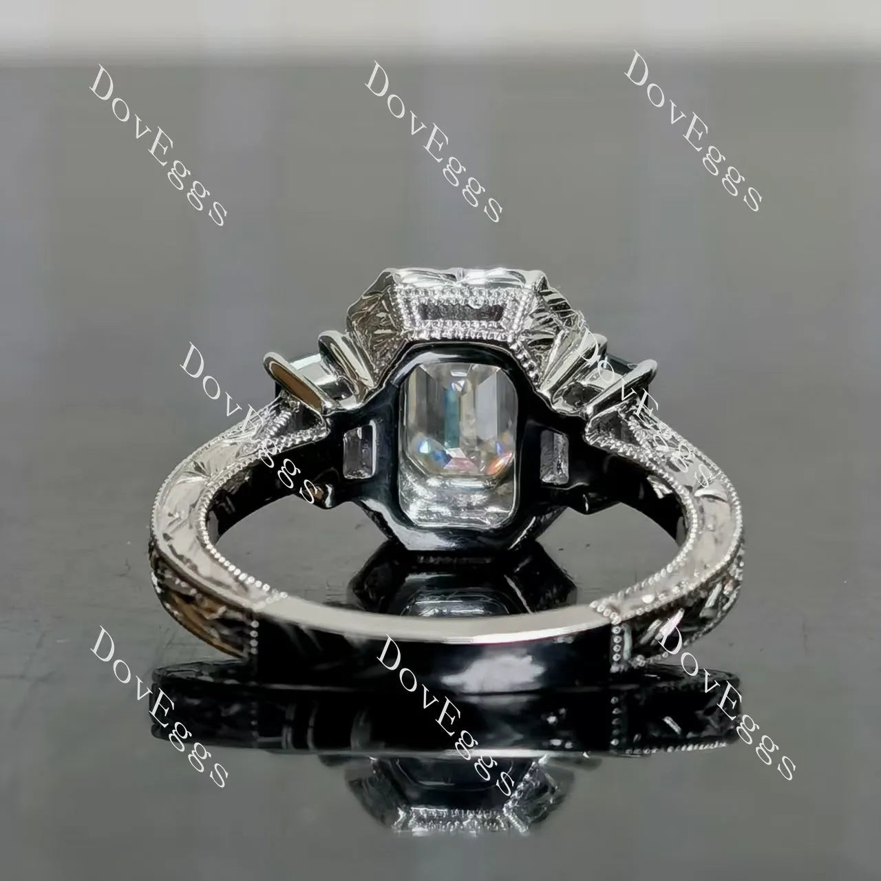 Doveggs halo pave side stones vintag engagement ring semi-mount only(Exclusively to DovEggs Stones)