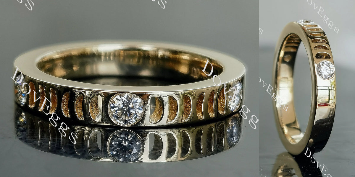 Doveggs round art deco half eternity moissanite/lab grown diamond wedding band-3.5mm band width