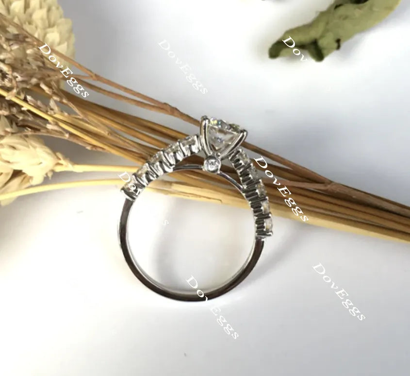 doveggs round side stone moissanite engagement ringXR0167