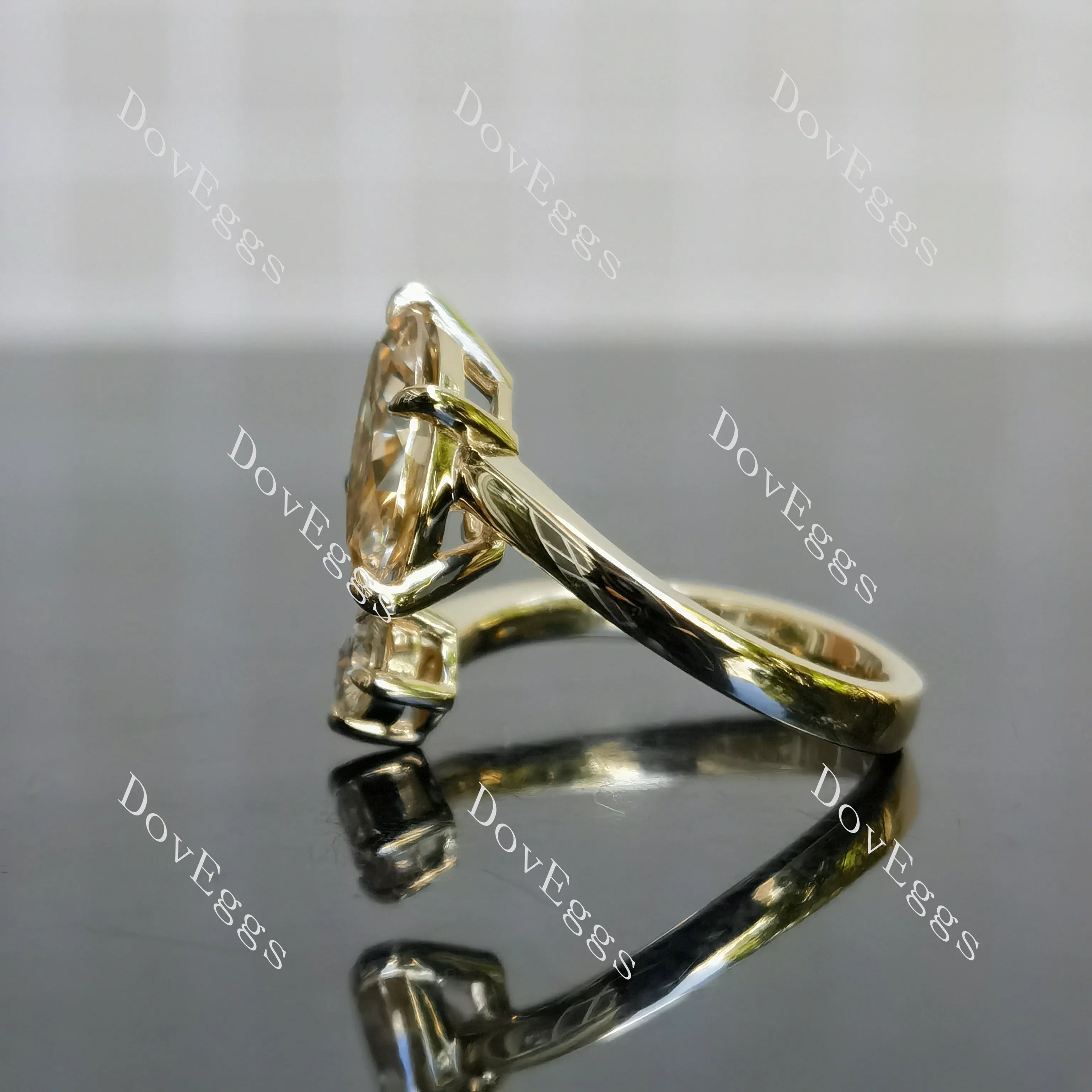Doveggs Marquise Modified H&A cut pave colored moissanite engagement ring