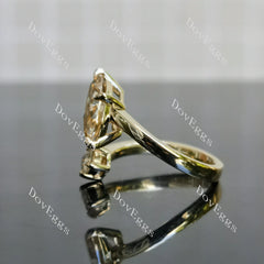 Doveggs Marquise Modified H&A cut pave colored moissanite engagement ring