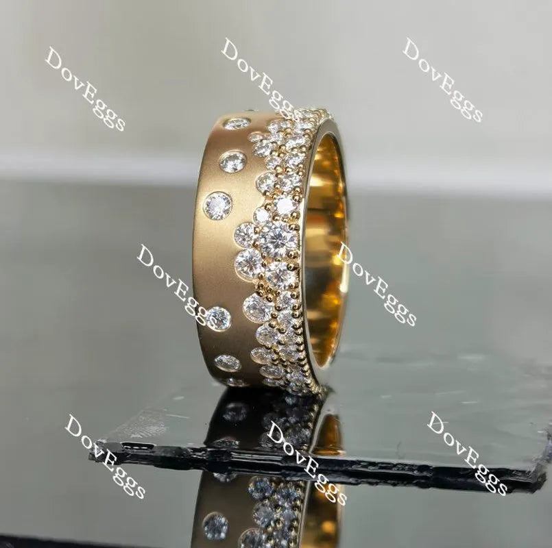 Doveggs round full eternity textured/without textured moissanite/lab grown diamond wedding band-8mm band width