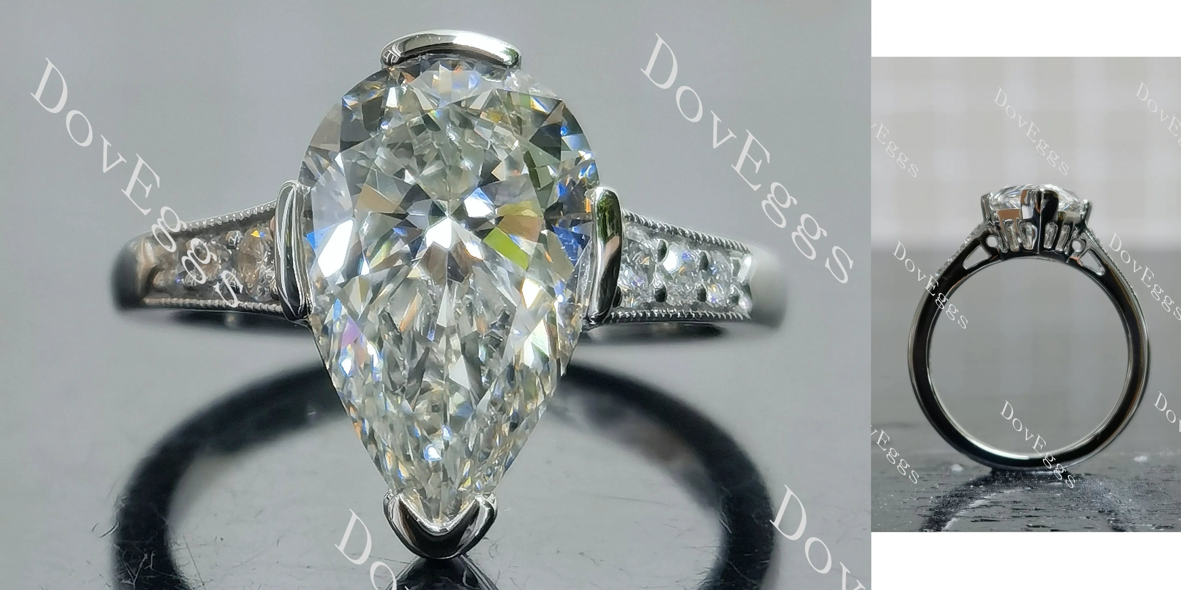 Doveggs pave art deco engagement ring semi-mount only(Exclusively to DovEggs Stones)
