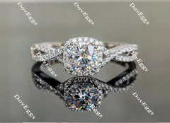 Doveggs cris cross band halo engagement ring semi-mount only(Exclusively to DovEggs Stones)