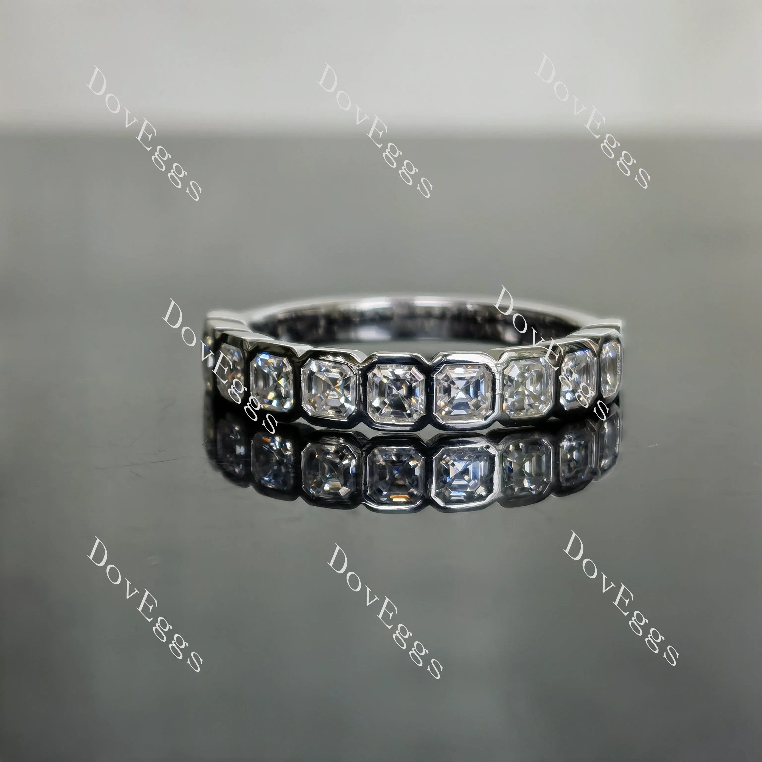 Doveggs asscher eternity bezel moissanite wedding band-3.7mm band width