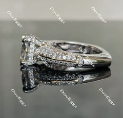 Never Let Go half eternity pave cushion moissanite engagement ring