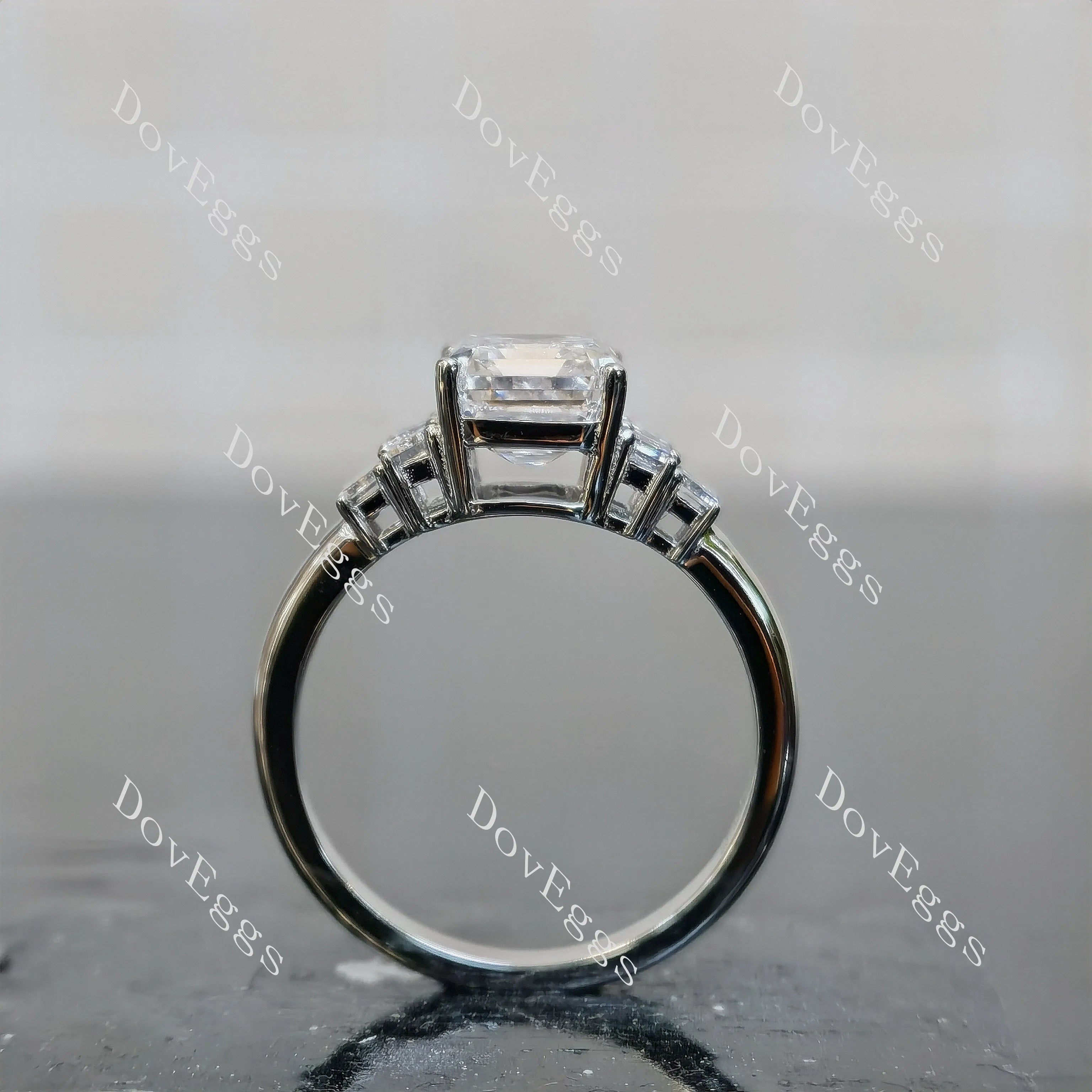 Doveggs Emerald Pave Side Stones Lab Grown Diamond Engagement Ring