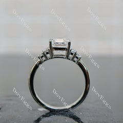 Doveggs Emerald Pave Side Stones Lab Grown Diamond Engagement Ring