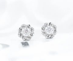 Doveggs studs push back round moissanite earrings