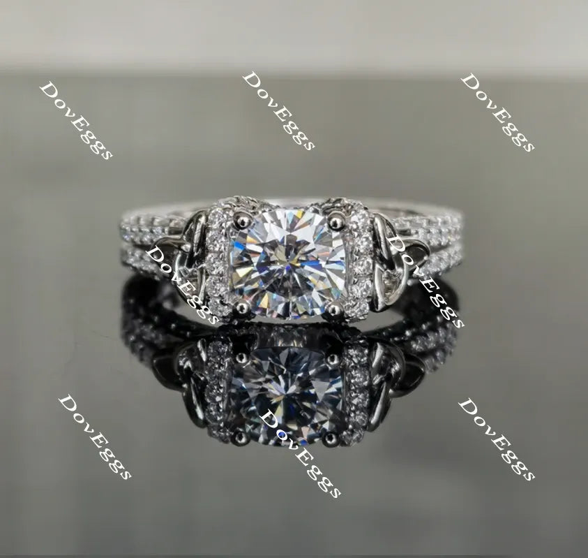 Anam Charaid art deco cushion moissanite engagement ring