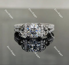 Anam Charaid art deco cushion moissanite engagement ring