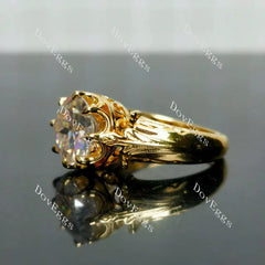 (size 6.5) Doveggs sterling silver plated with yellow gold 4ct round moissanite engagement ring