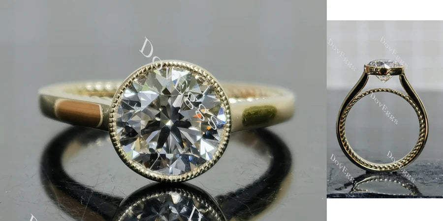 Doveggs bezel solitaire engagement ring semi-mount only(Exclusively to DovEggs Stones)
