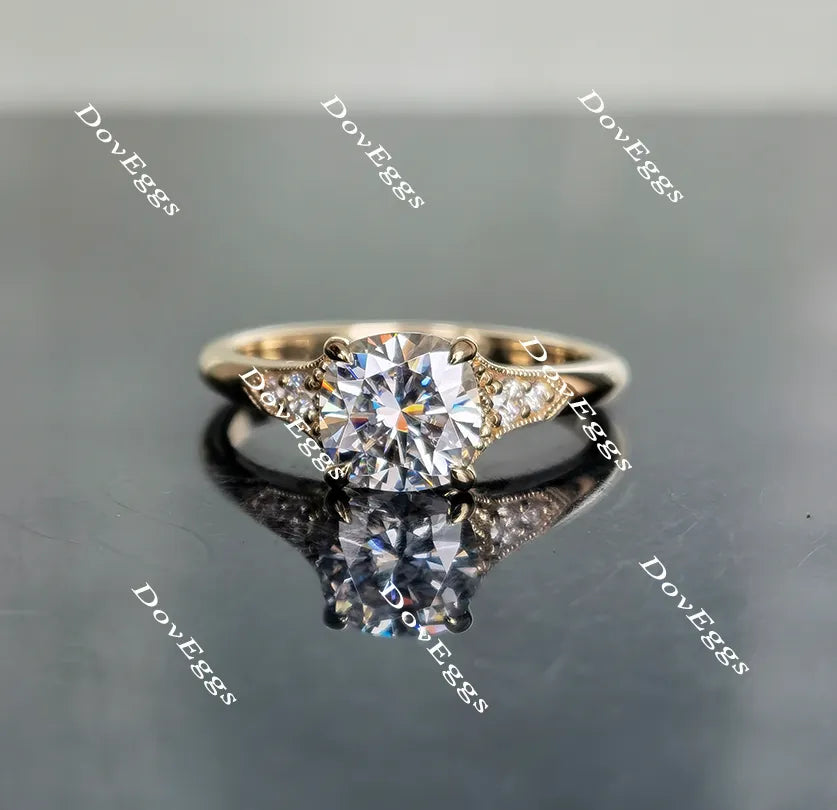 Doveggs pave art deco moissanite/colored gem engagement ring for women