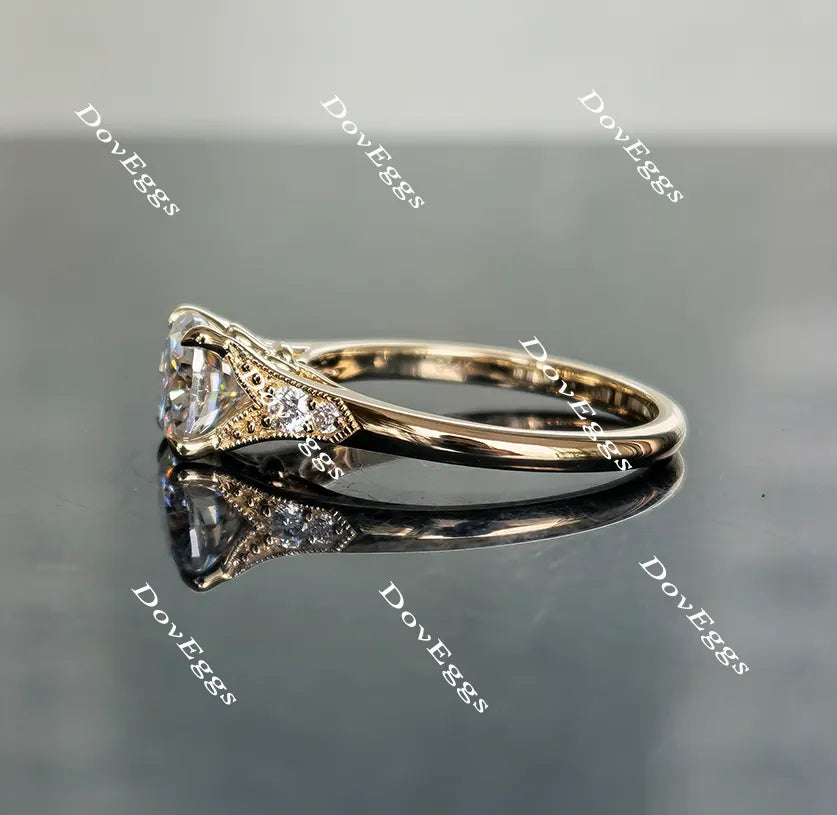 Doveggs pave art deco moissanite/colored gem engagement ring for women