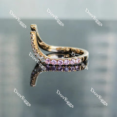 Doveggs round curved moissanite/lab grown diamond & colored gem wedding band-2.1mm band width