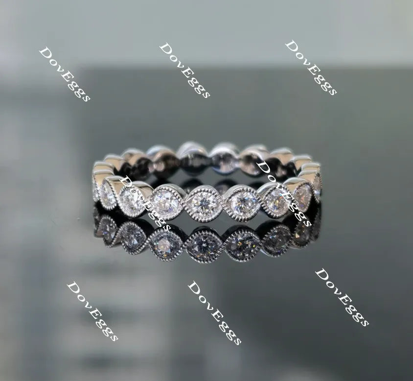 Doveggs art deco round full eternity moissanite ring/lab grown diamond wedding band-3.2mm band width
