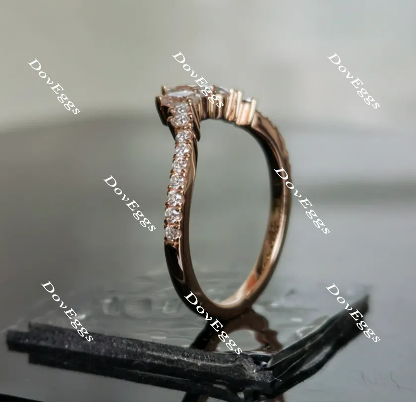 Doveggs art deco moissanite/lab grown diamond wedding band(one piece of wedding band only)-1.7mm band width