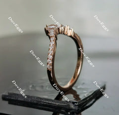 Doveggs art deco moissanite/lab grown diamond wedding band(one piece of wedding band only)-1.7mm band width