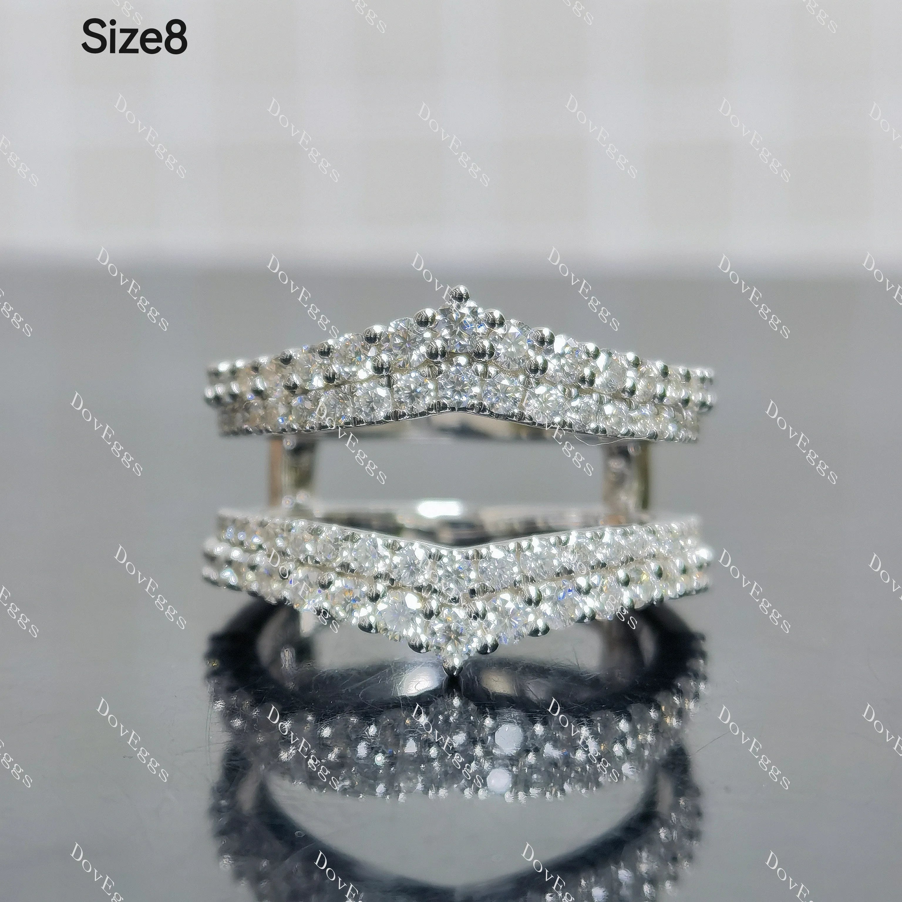 (size #8,#8.25 ) Doveggs sterling silver round moissanite enhancer